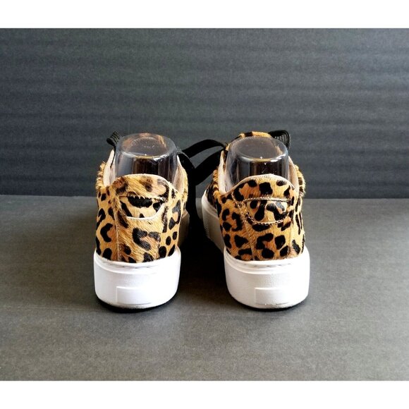 NATALY MENDEZ Brown Leopard Sneakers Sz 37 7 Lace Up Leather Calf Hair - Picture 13 of 15